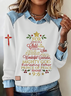 Casual Denim Letter Pattern Loose Sweatshirt
