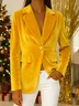 Elegant Plain Shawl Collar Velvet Blazer