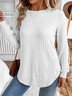 Plain Crew Neck Jersey Casual Knit Top