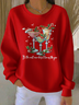 Crew Neck Christmas Wine Glass Casual Loose Sweatshirt