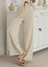 Women's  Elastic Waist H-Line Wide Leg Pants Daily Going Out Pants Apricot Casual Split Joint Plain Spring/Fall Pants