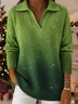 Vintage Soft Triangle Neck Sequined Shiny Sweater Top