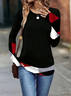 Women's Long Sleeve T-shirt Spring/Fall Black Christmas Jersey Crew Neck Daily Going Out Casual Top