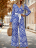 V Neck Elegant Geometric Jumpsuit