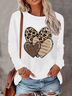 Women's Long Sleeve T-shirt Spring/Fall White Heart/Cordate Printing Jersey Crew Neck Daily Going Out Casual Top