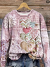 Printing Loose Casual Heart/Cordate Sweatshirt