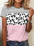 Women's Short Sleeve T-shirt Summer Pink Abstract Printing Jersey Crew Neck Daily Going Out Casual Top