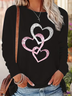 Women's Long Sleeve T-shirt Spring/Fall Black Heart/Cordate Printing Jersey Crew Neck Daily Going Out Casual Top