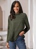Loosen High Neck Solid Sweater