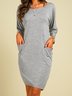 Solid Casual Round Neck Mini Weaving Dress