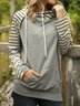 Gray Pockets Cotton-Blend Long Sleeve Sweatshirt