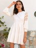 Long Sleeve Crew Neck Weaving Dress